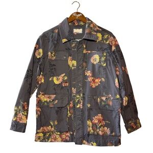 Pilcro Anthropologie Floral Print Utility Chore Coat Jacket Size Medium